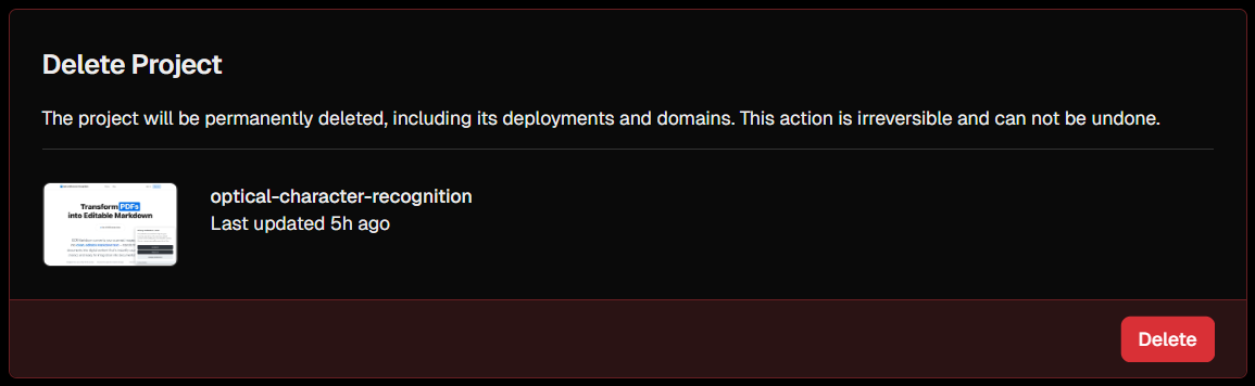 delete-vercel-project