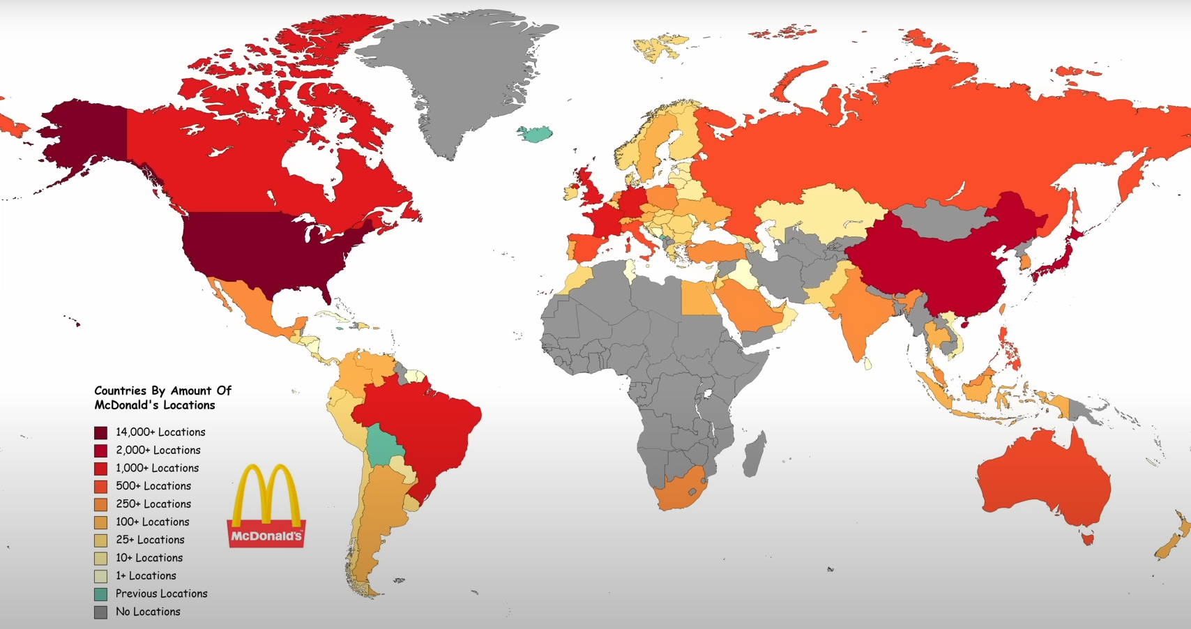 A map illustrating McDonald's global presence. The company's vast scale puts the 64 million breached job applicant records into perspective.